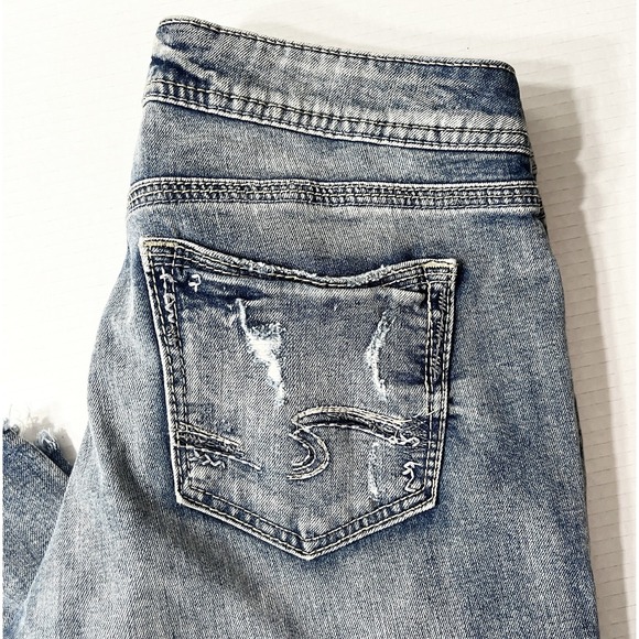Vintage Silver Jeans Womens 28 X 25 Blue Suki Skinny Crop Y2K Distressed Western - Picture 4 of 6